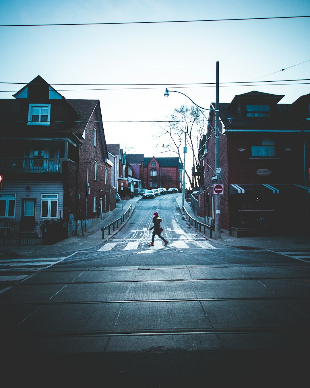 photographer with camera in neighborhood