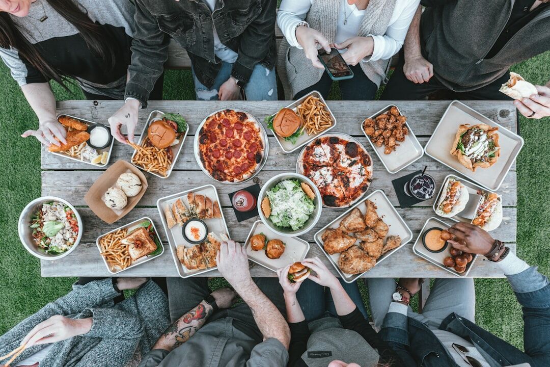 group of friends sharing meal